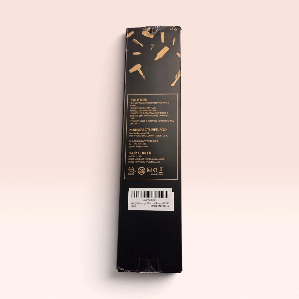 Wavytalk Heated Round Brush 325S1 Ceramic Hair Curler Volumizer Black Gold NEW